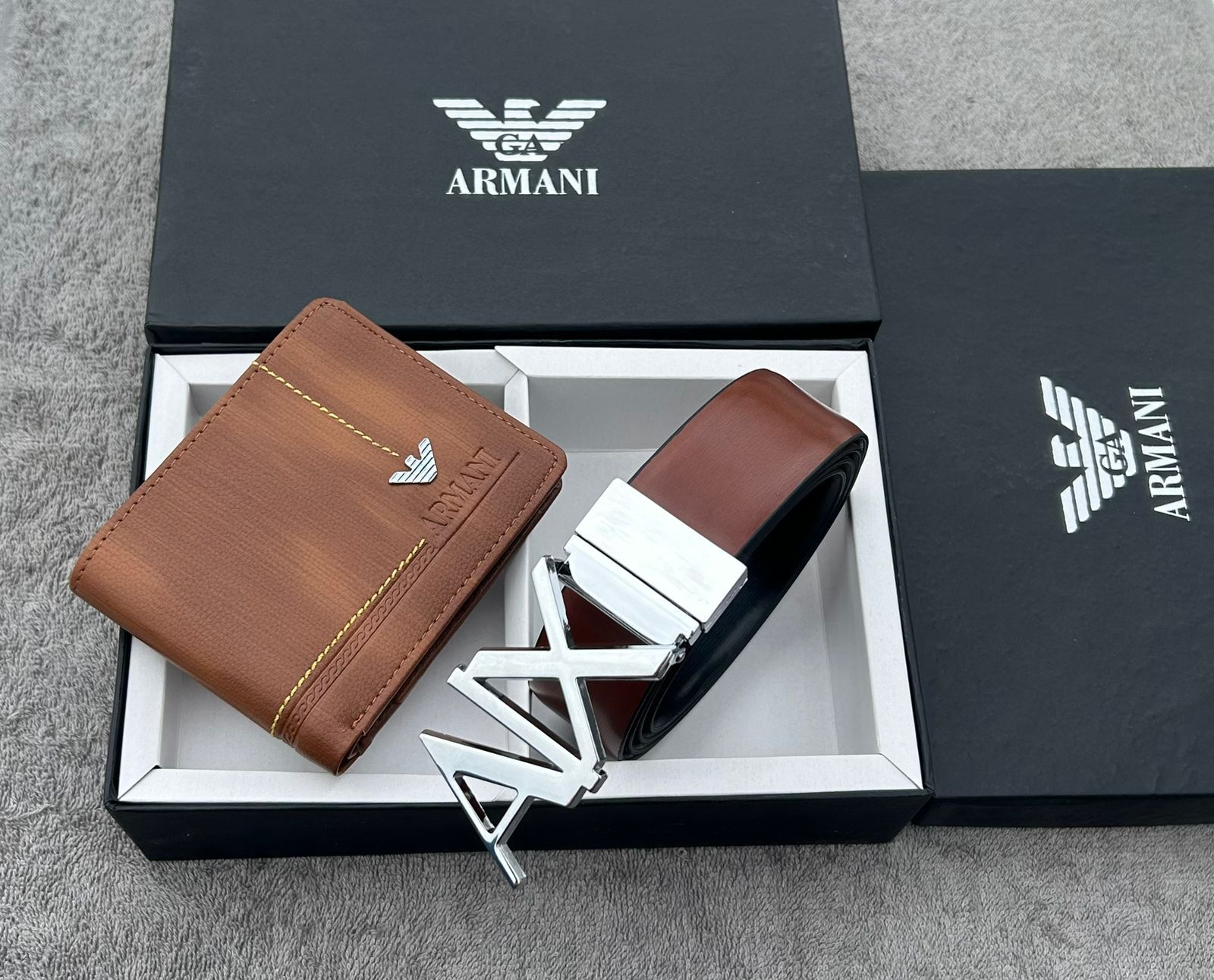 Armani belt and wallet brown premium quality belt