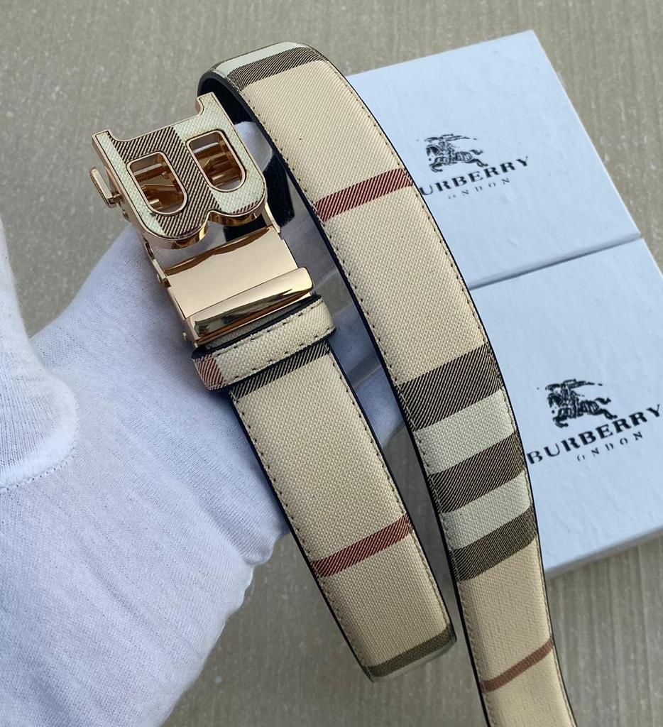 Burberry Golden Cream Printed Premium Quality Belt