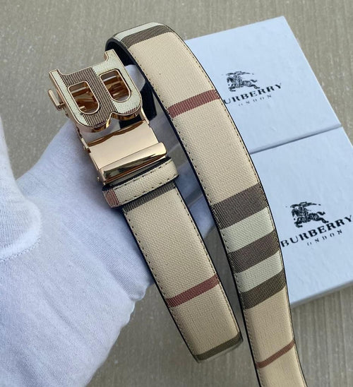 Burberry Golden Cream Printed Premium Quality Belt