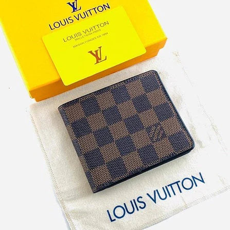 lv leather heavy  quality brown colur latest full printed design fancy look wallet