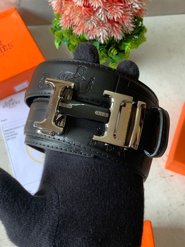 Hermes Silver Black Belt