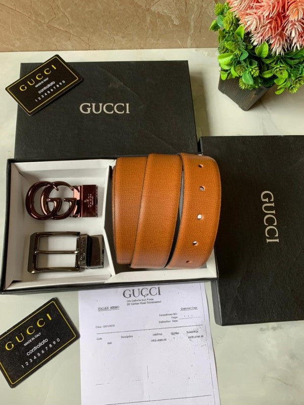 gucci printed premium quality 2 pcs buckle combo