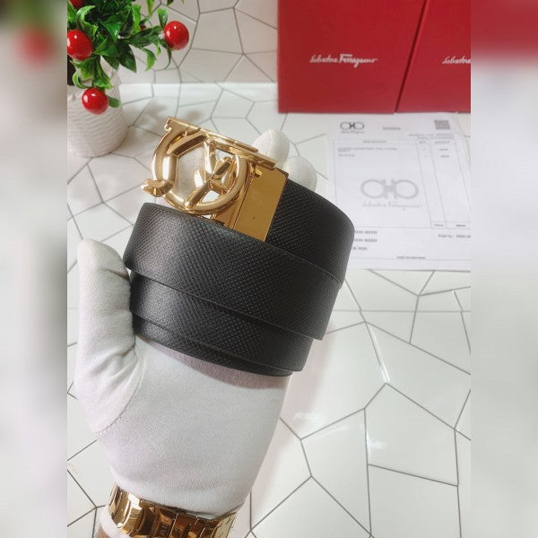 Salvatore Ferragamo Golden Black Reversible Belt