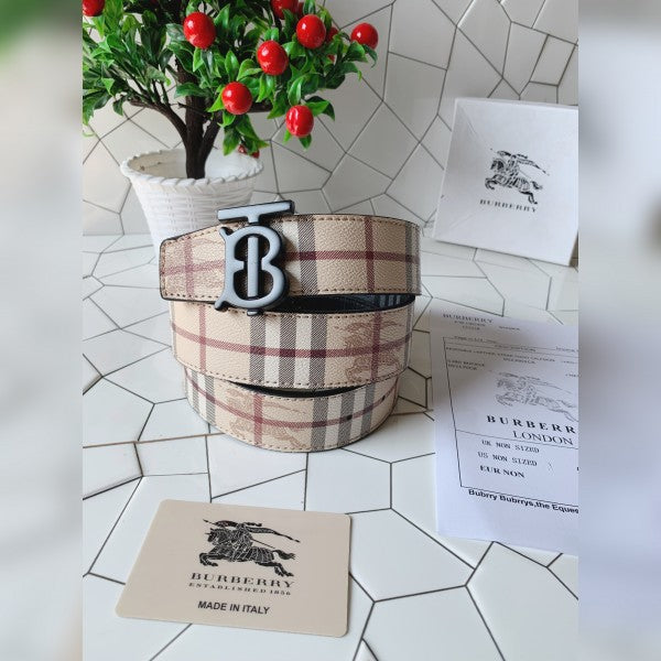Burberry black n cream printed premium quality belt