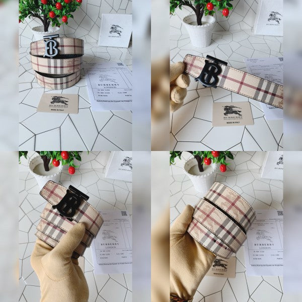 Burberry black n cream printed premium quality belt