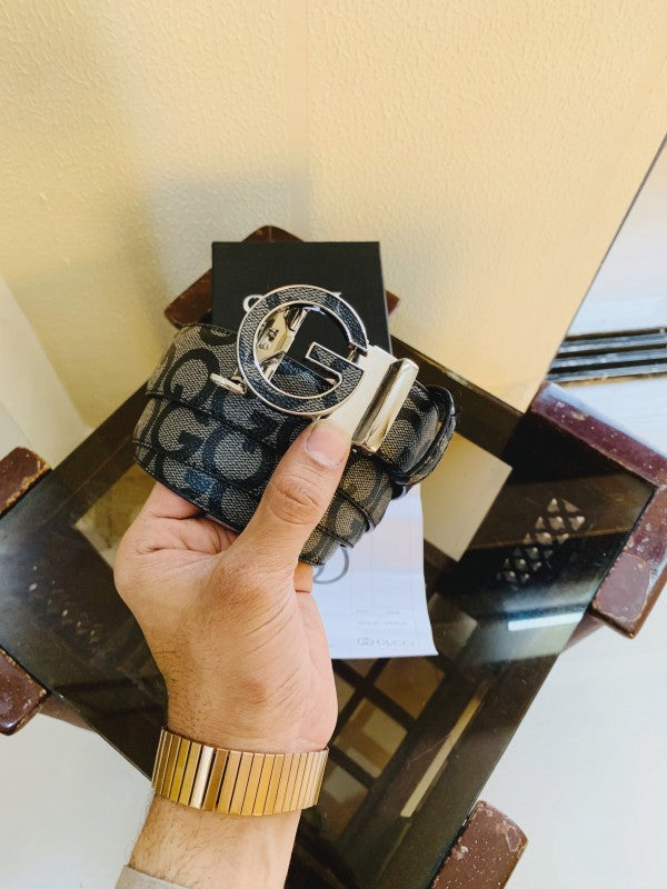 Gucci silver black printed premium quality belt
