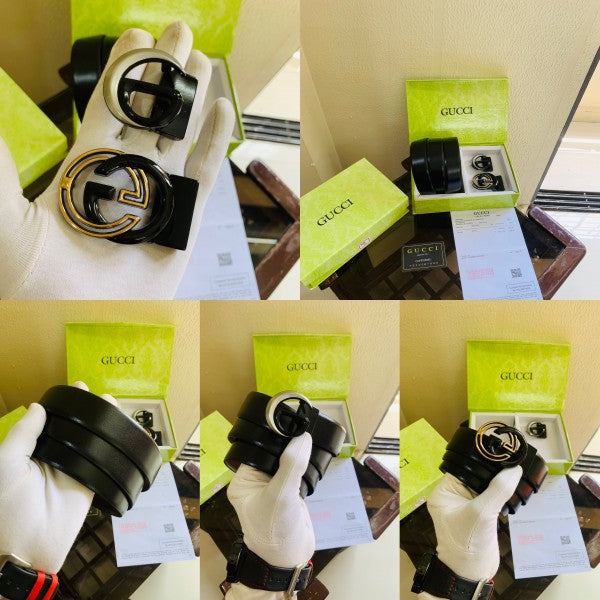 Gucci printed premium quality 2 pcs buckle combo