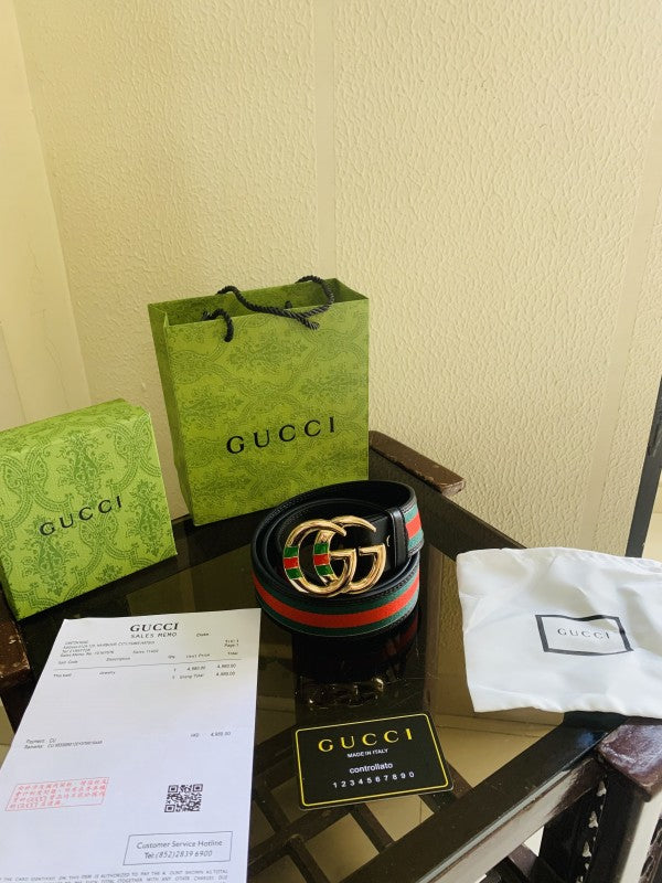 gucci shining golden pinted printed quality belt