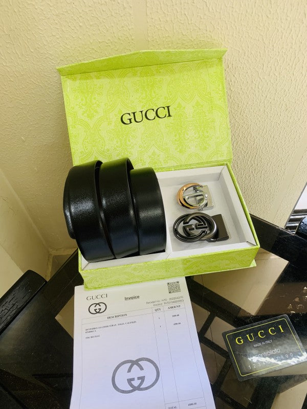 Gucci printed premium quality 2 pcs buckle combo