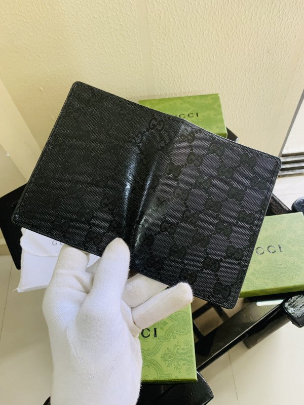 gucci full black hlf long wallet for men