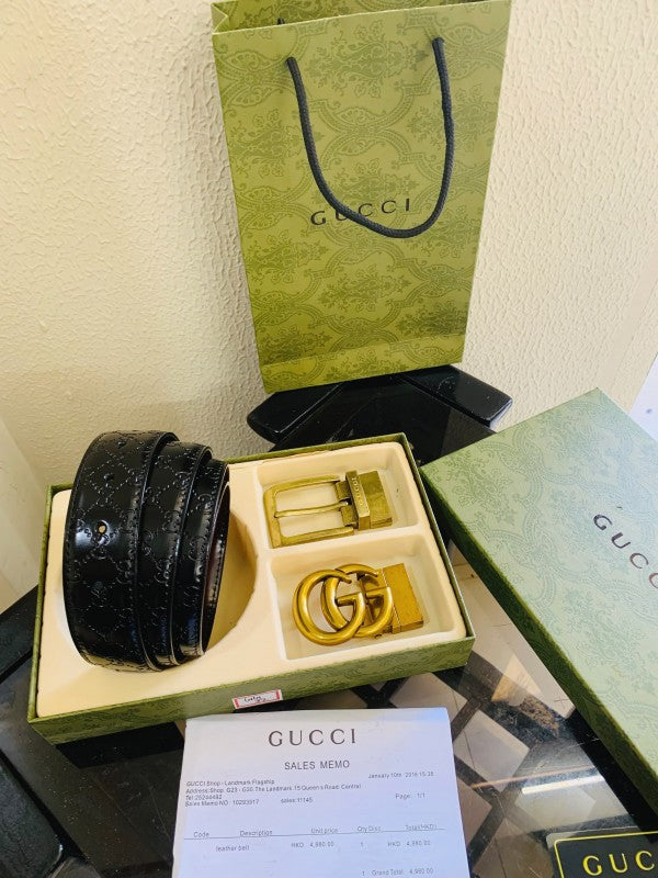 Gucci Printed Premium Quality 2pcs Buckle Combo