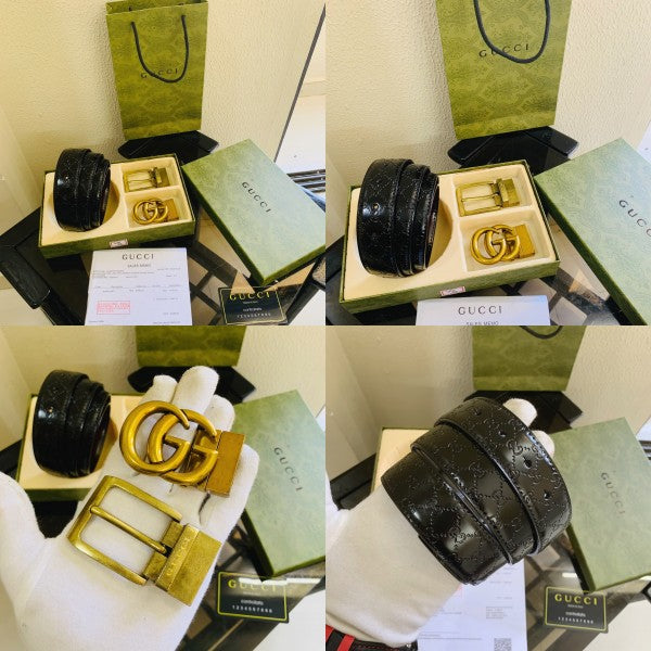 Gucci Printed Premium Quality 2pcs Buckle Combo