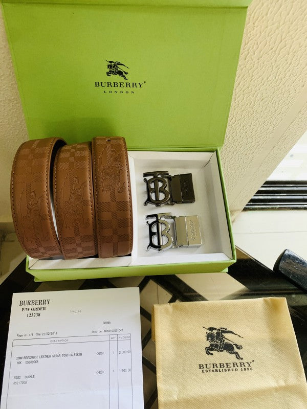 Burberry printed premium quality belt combo