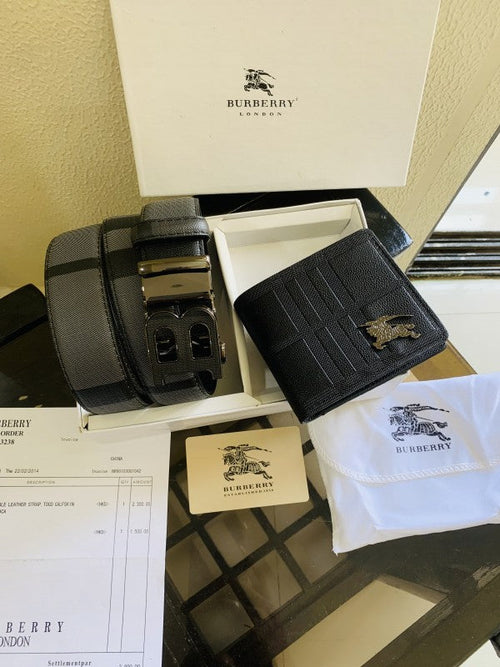 BURBER_Y Premium Quality Belt Wallet Combo
