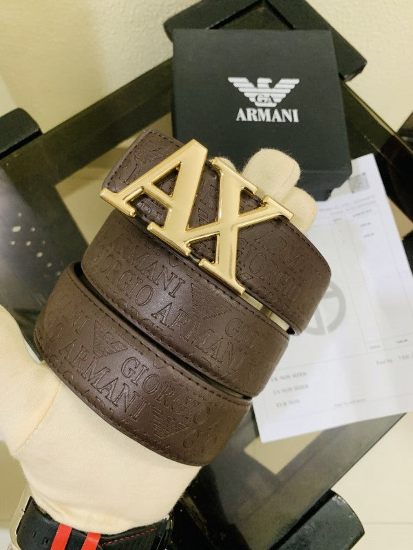 Armani golden brown printed premium quality belt