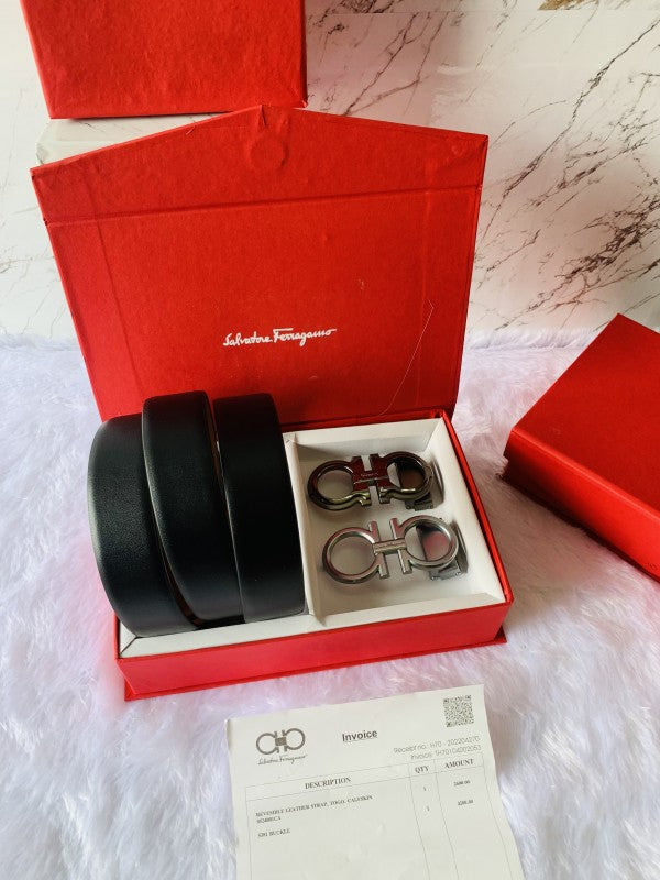 salvatore ferragamo 2 pcs buckle premium quality belt combo