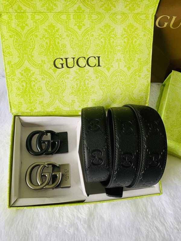 Gucci 2 pcs  bucjle premium quality belt combo