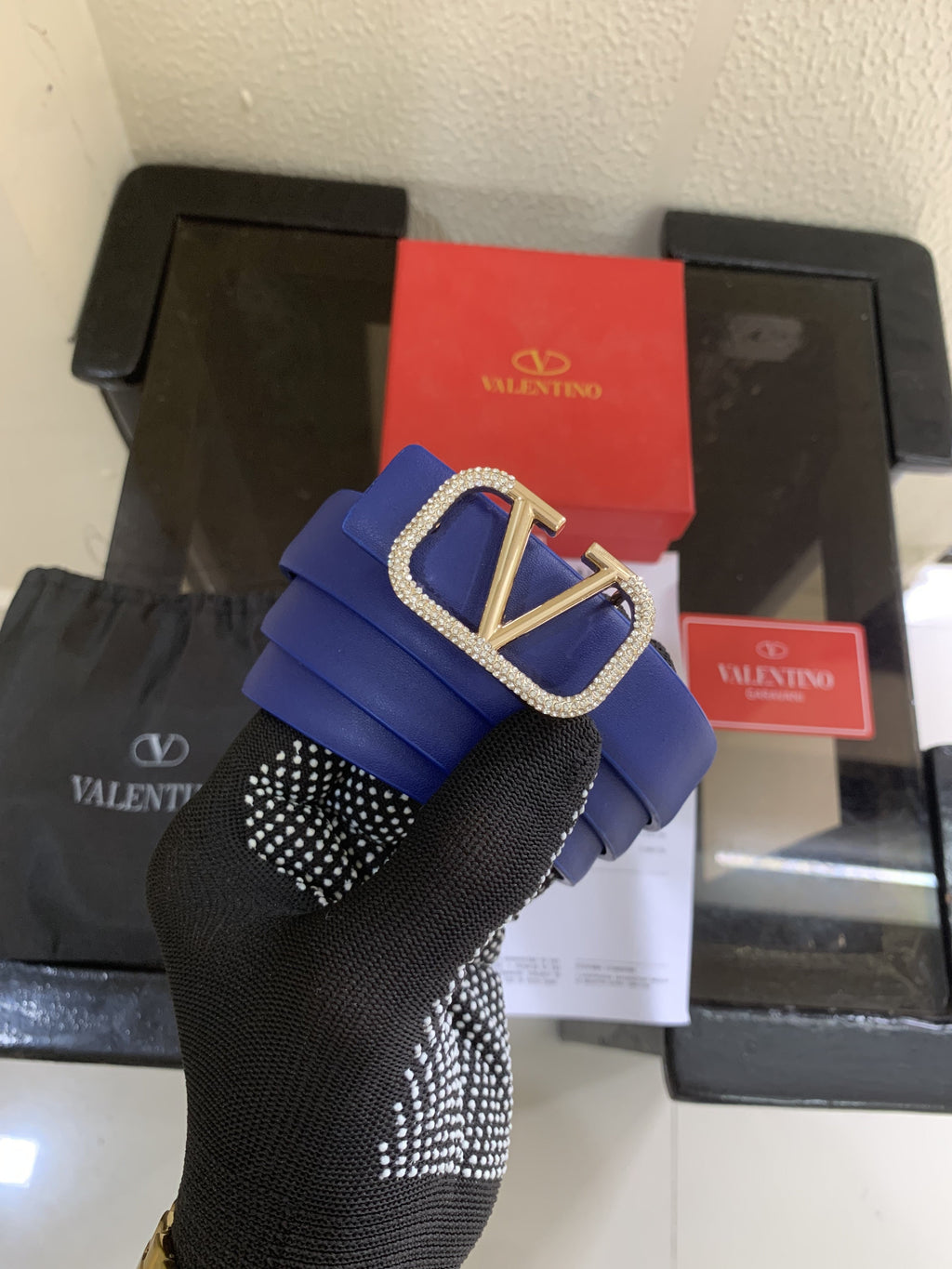 valentllno diamond blue premium quality belt
