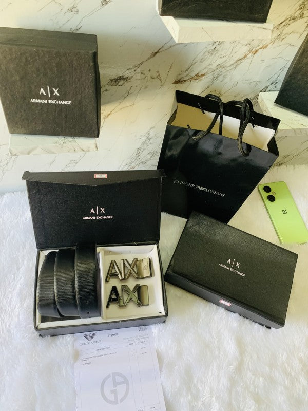 armanii 2 pcs buckle premium quality belt combo