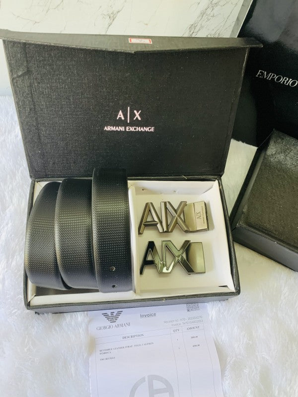armanii 2 pcs buckle premium quality belt combo