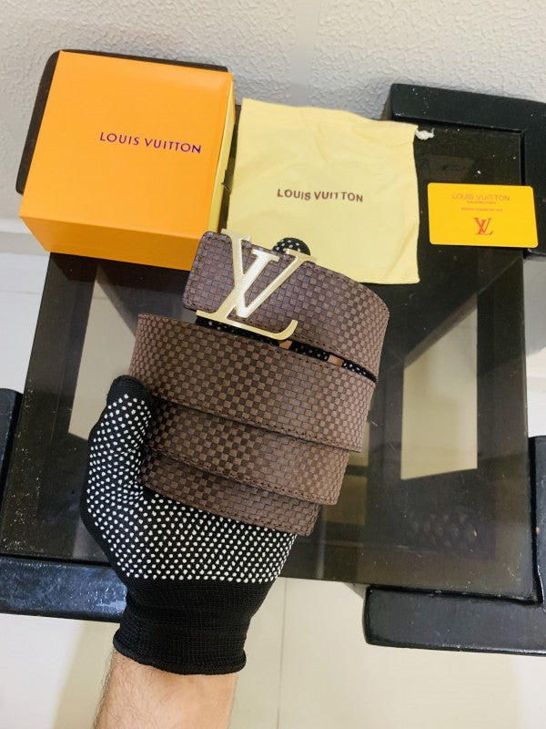 louis vulltton goldan brown velvet premium quality belt