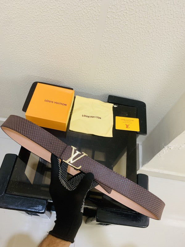 louis vulltton goldan brown velvet premium quality belt