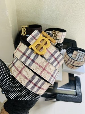 Burberry printed gold buckle premium quality belt