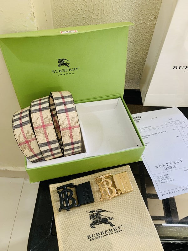 Burberry printed premium quality 2 pcs buckle combo