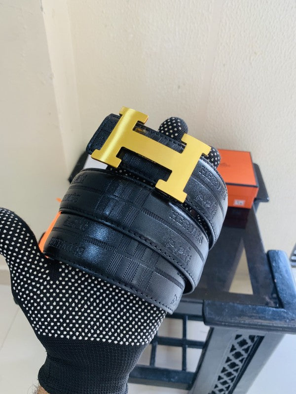 Hermes golden black printed premium quality belt