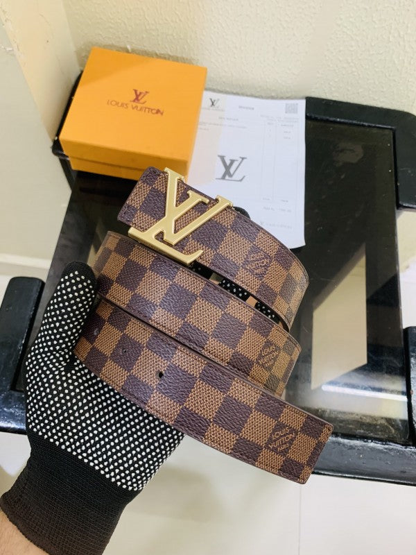 louis vuitton golden brown hex printed premium quality belt