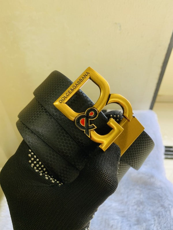 Dolce & Gabbana Matte Gold Buckle Premium Quality Belt