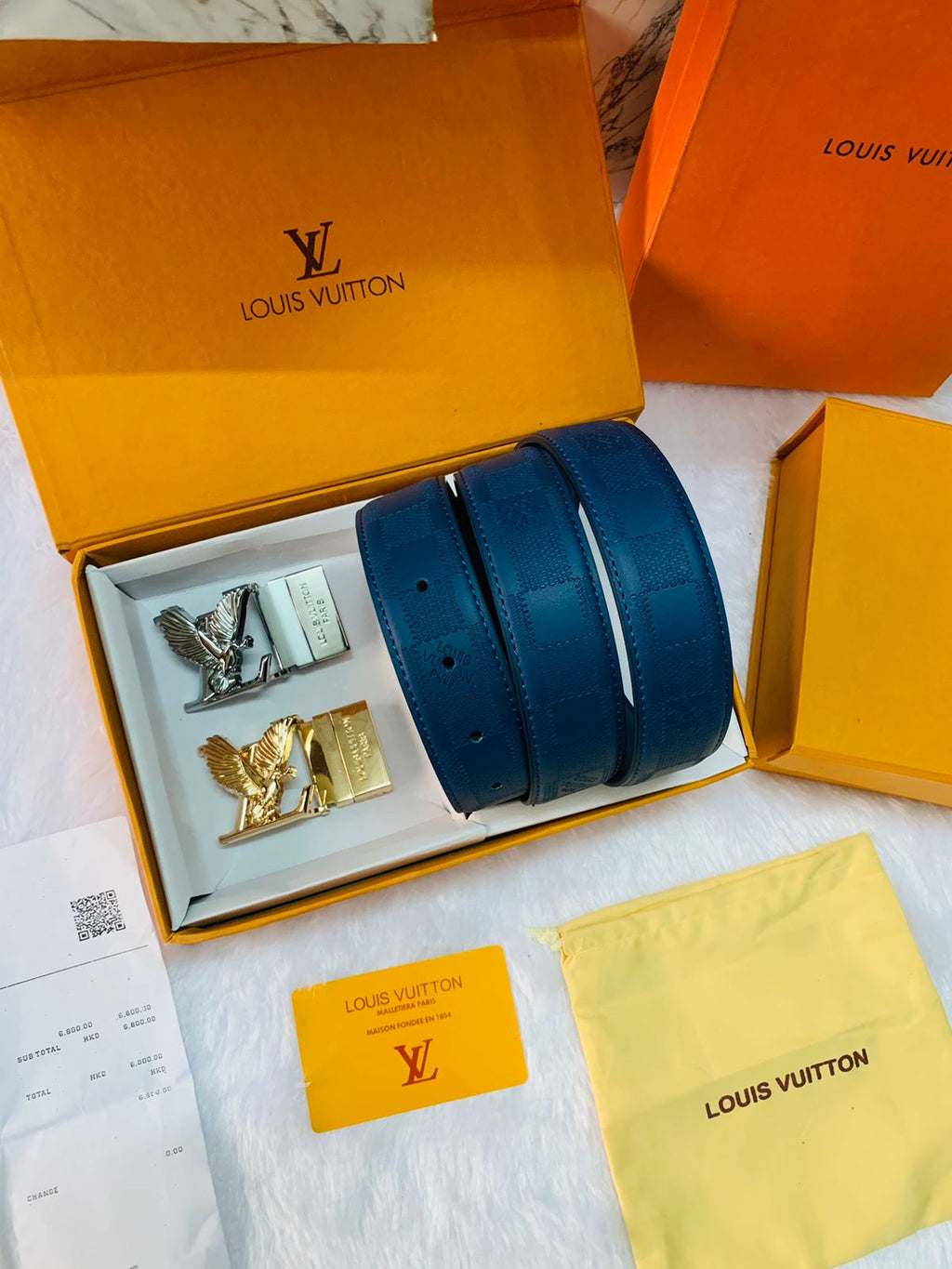 louis vullton premium quality 2 pcs buckle belt combo