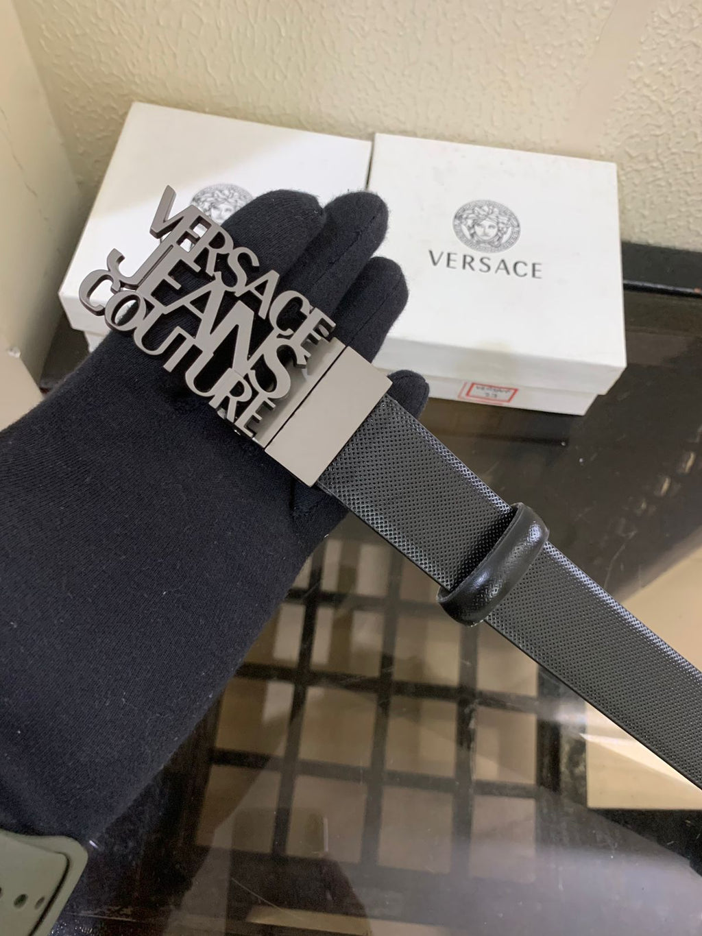 versacce grey premium quality reversible belt