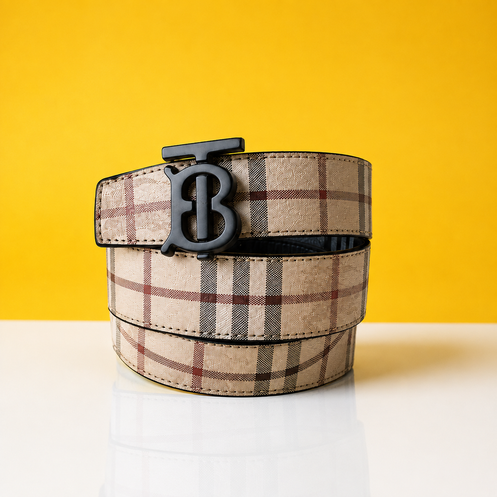 Burberry black n cream printed premium quality belt