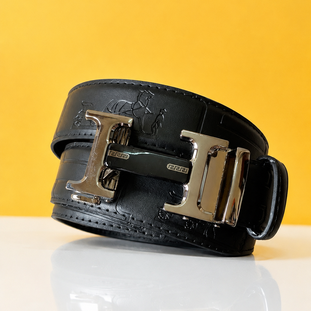 Hermes Silver Black Belt