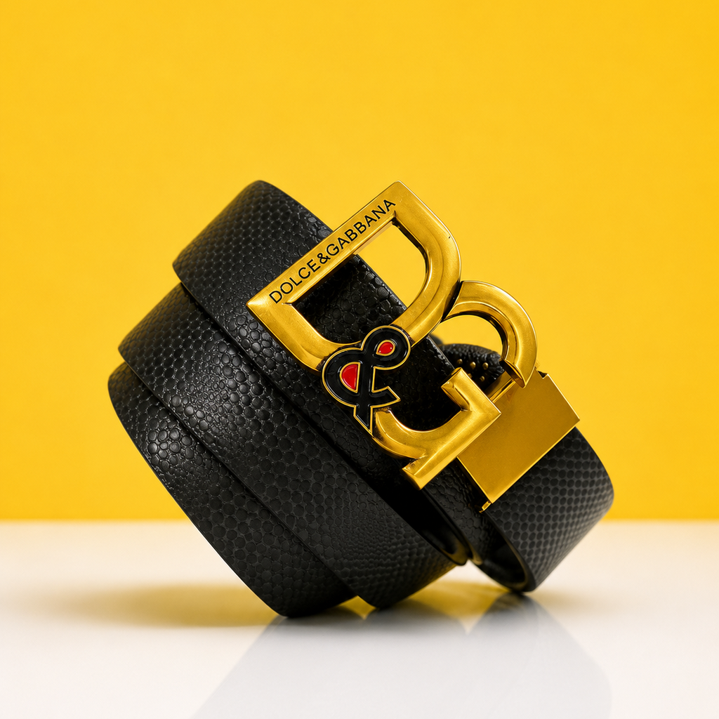 Dolce & Gabbana Matte Gold Buckle Premium Quality Belt