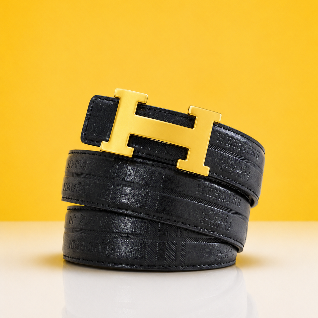 Hermes golden black printed premium quality belt