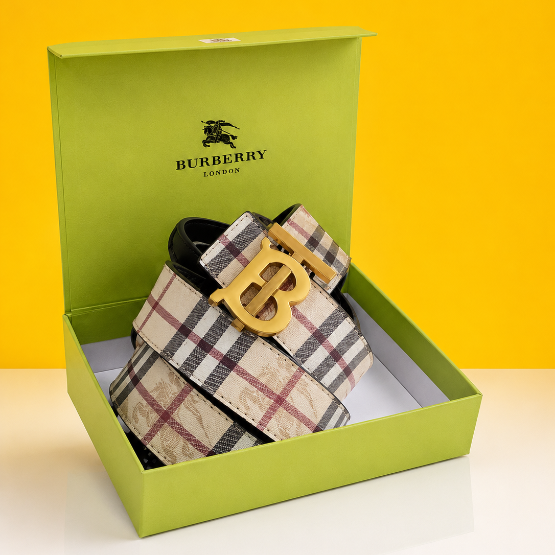 Burberry printed gold buckle premium quality belt