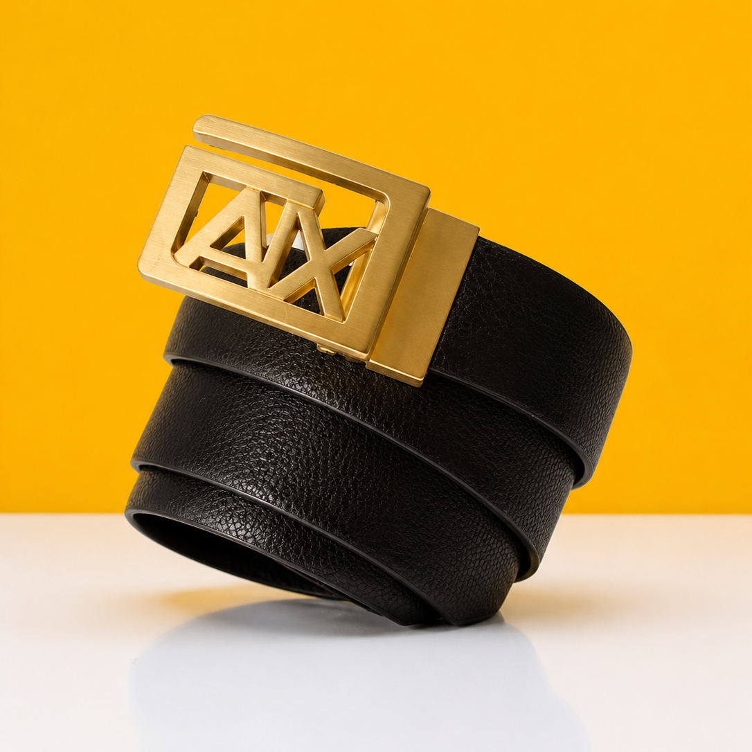 Armaani Exchaange Golden Black Premium Quality Belt