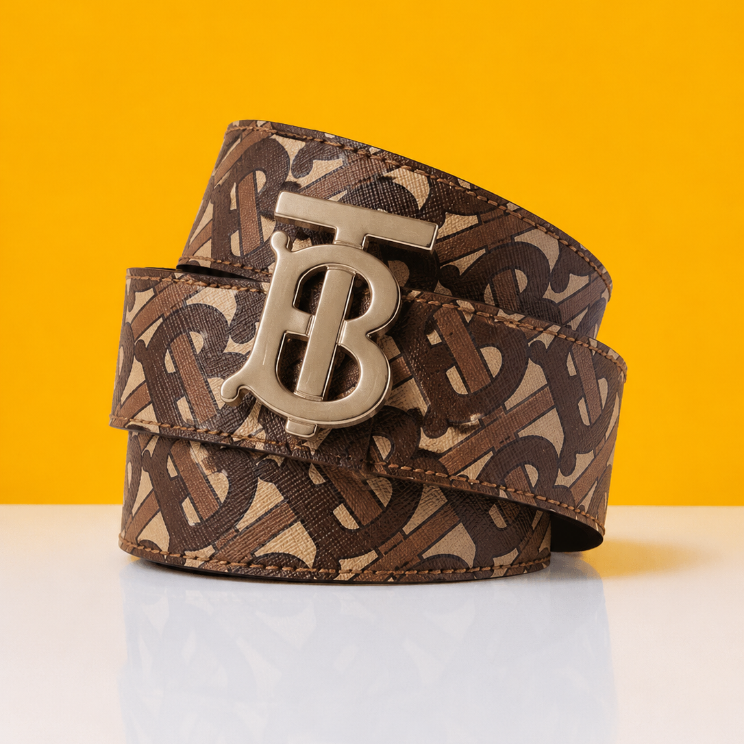 Burberry Silver & Brown Printed Premium Quality Belt