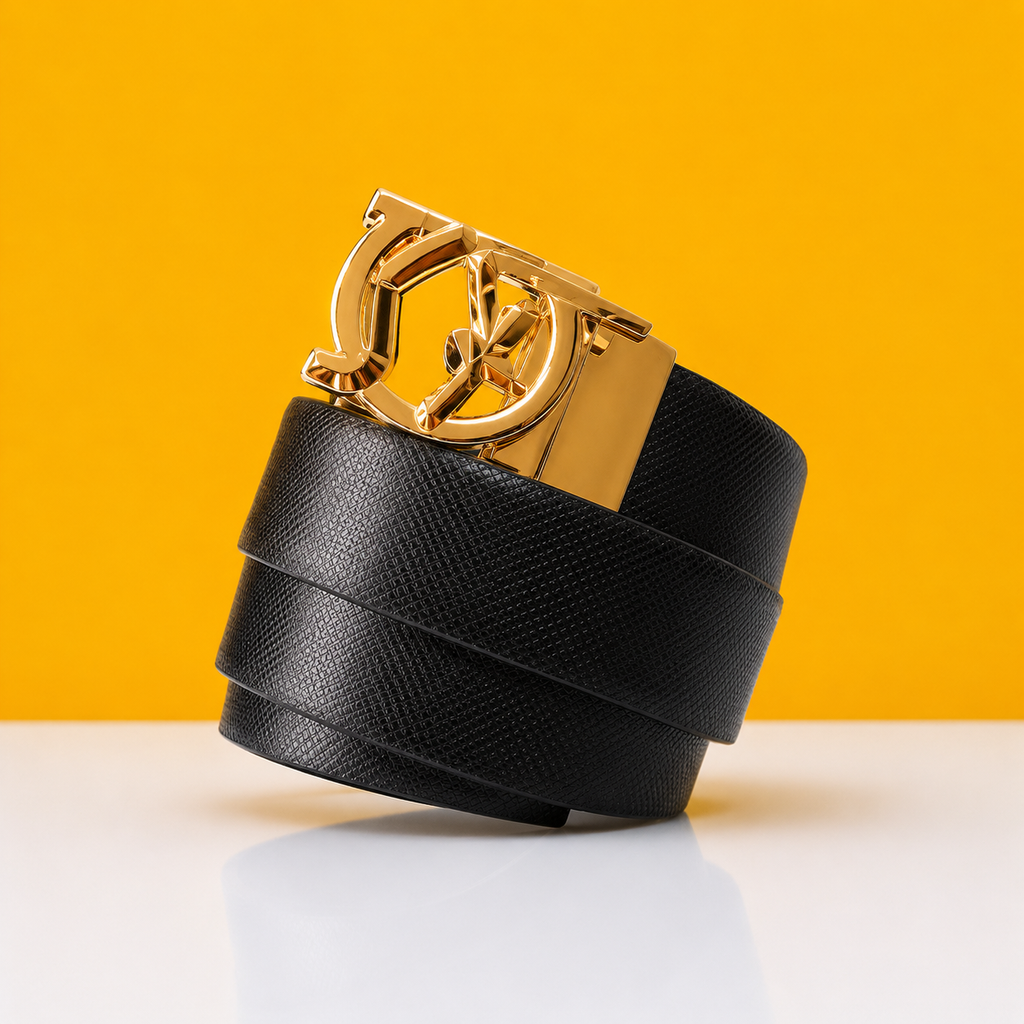Salvatore Ferragamo Golden Black Reversible Belt