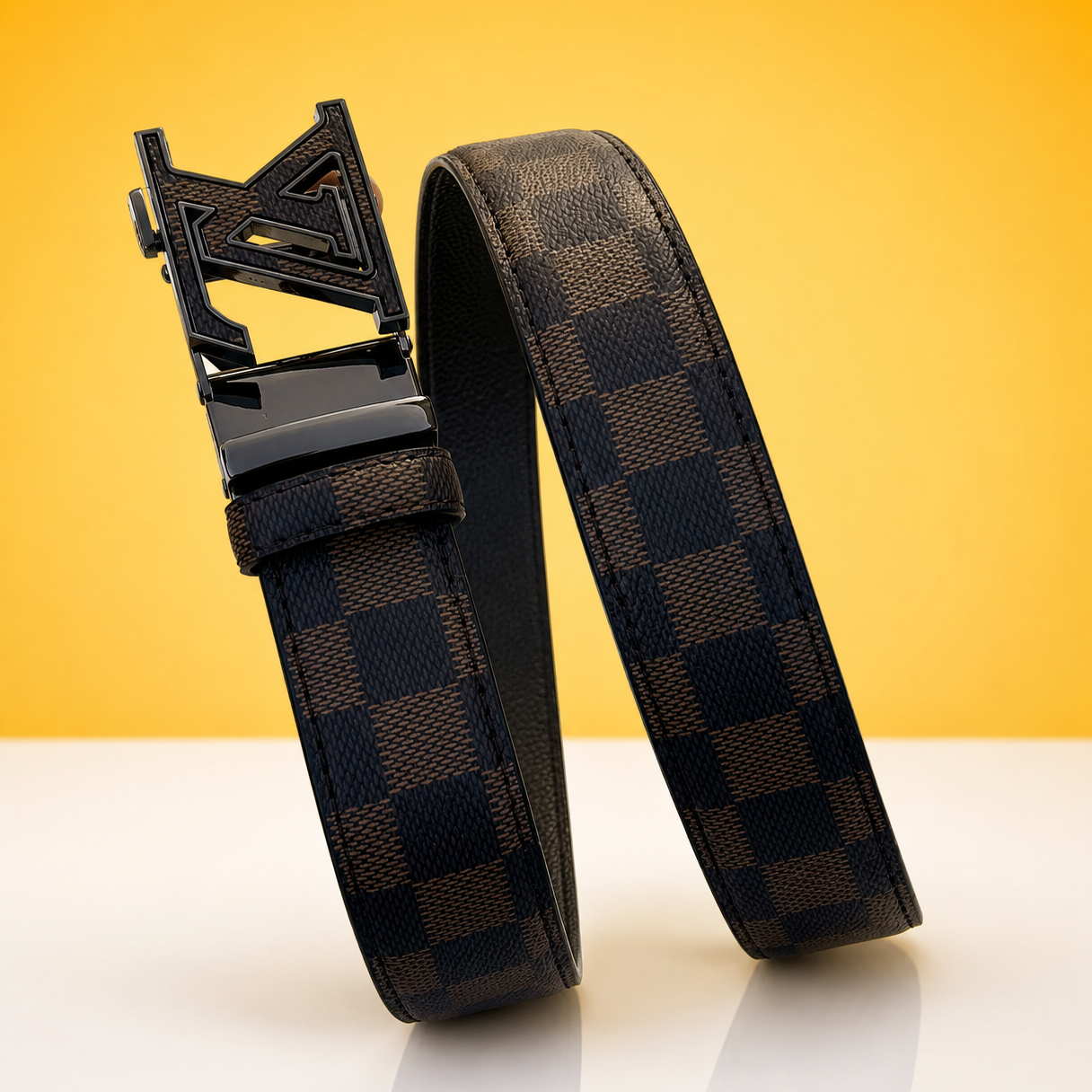 Luis Vuiitton Brown and Black Premium Belt For Men