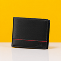 woodlands black lether bi-fold wallet for man