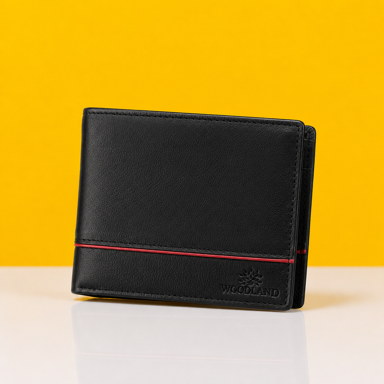 woodlands black lether bi-fold wallet for man