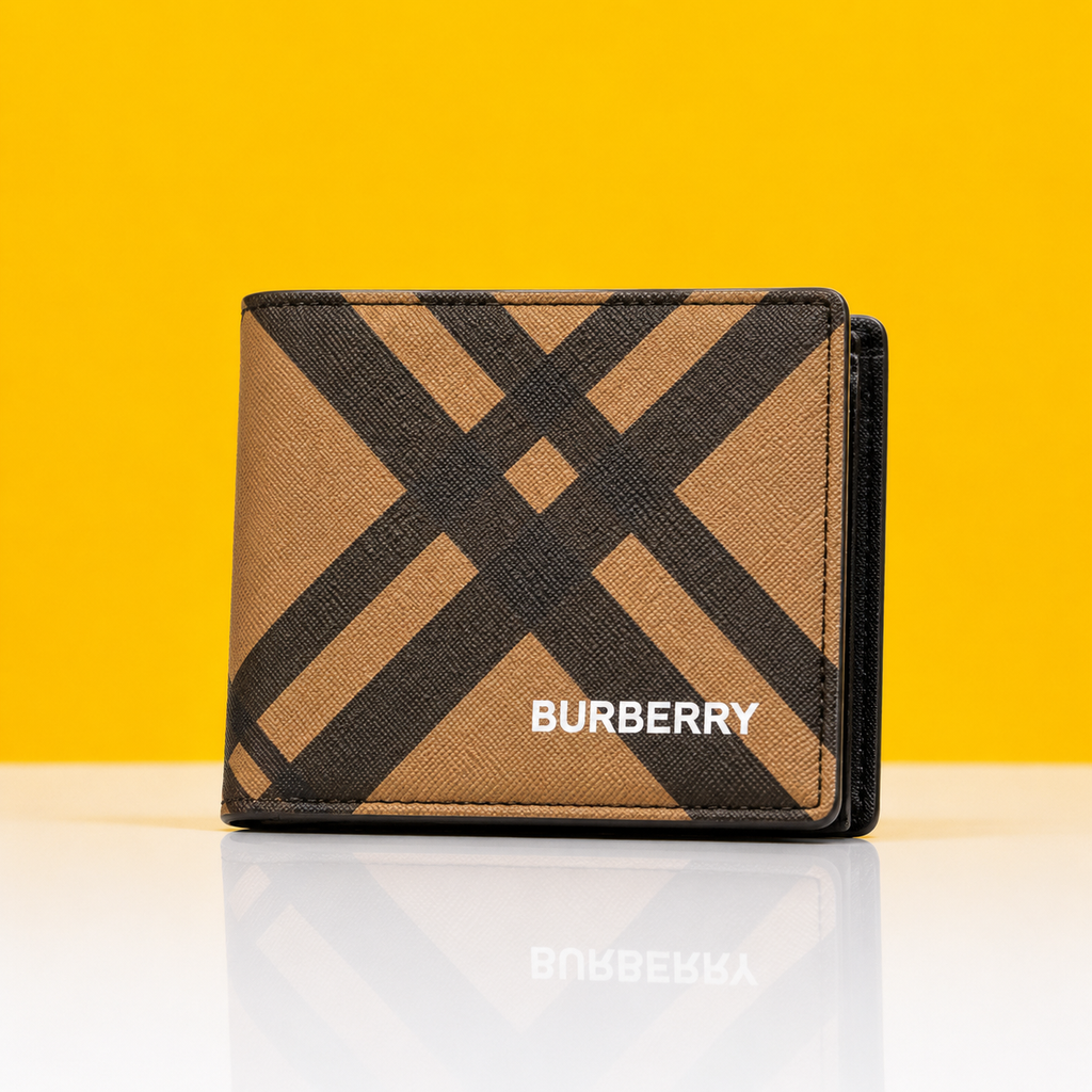 Burbarry Brown Black Leather Heavy Quality Wallet For Man