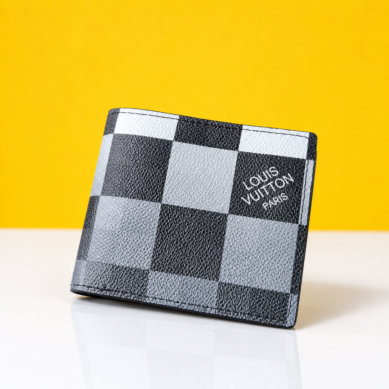 LV Leather Heavy Quality Black & White Printed Wallet for Men
