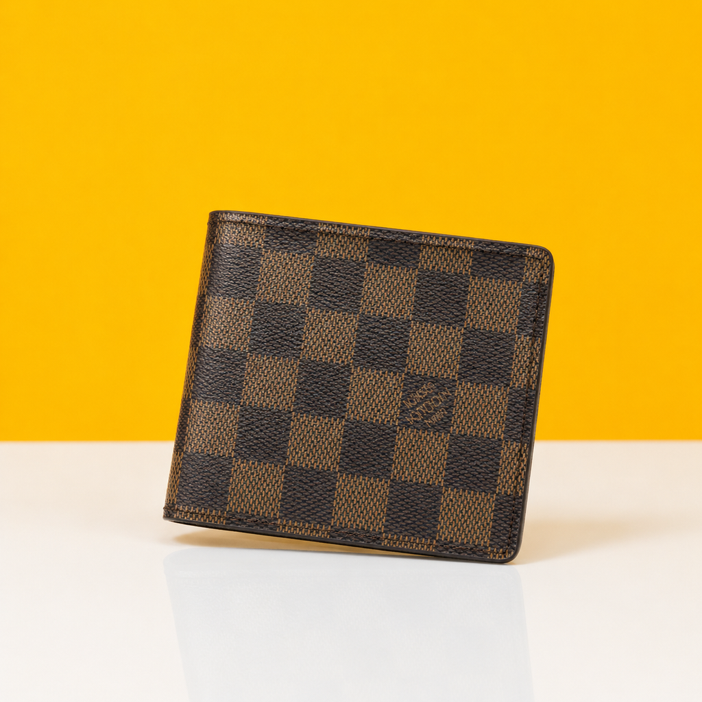 lv leather heavy  quality brown colur latest full printed design fancy look wallet