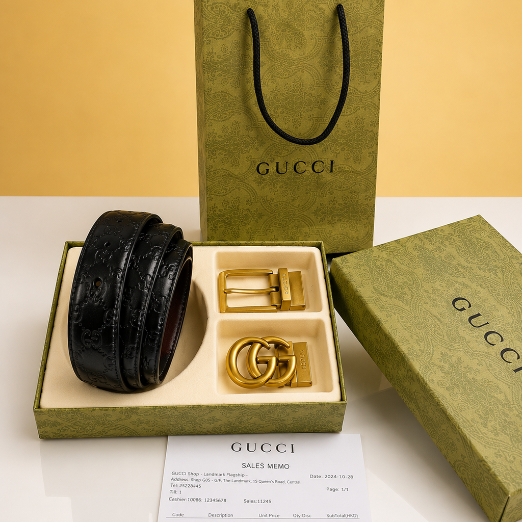 Gucci Printed Premium Quality 2pcs Buckle Combo