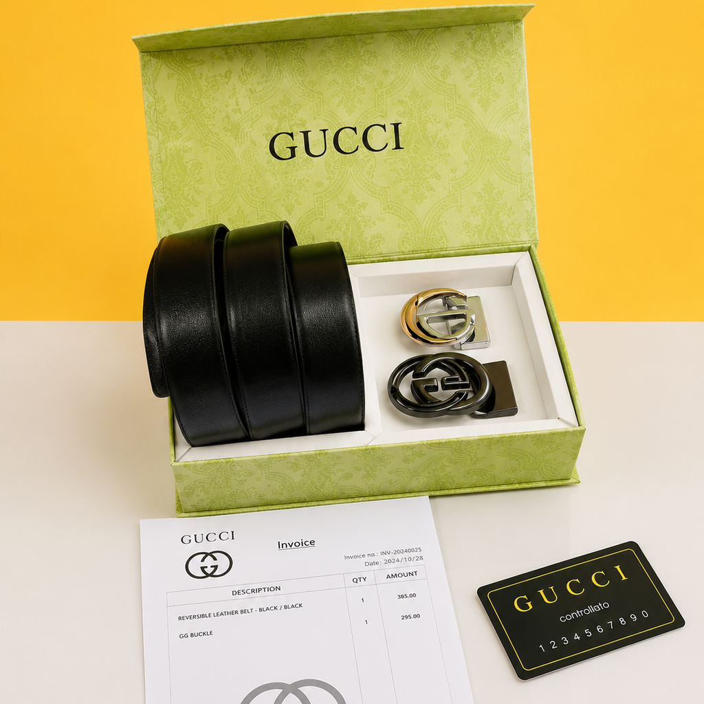 Gucci printed premium quality 2 pcs buckle combo