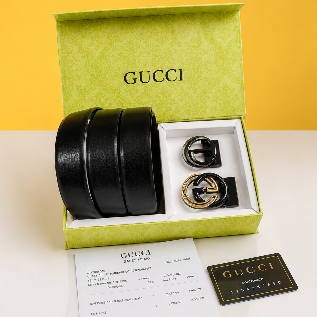 Gucci printed premium quality 2 pcs buckle combo